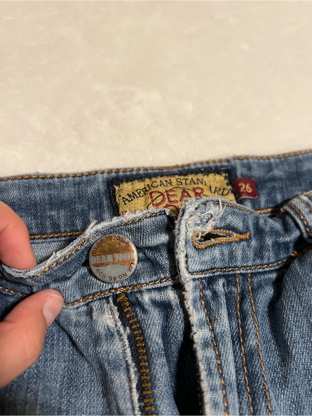 American Standard Dear John Modern Luxury Vintage Mid-Wash Denim Shorts - Blue - Picture 3 of 6
